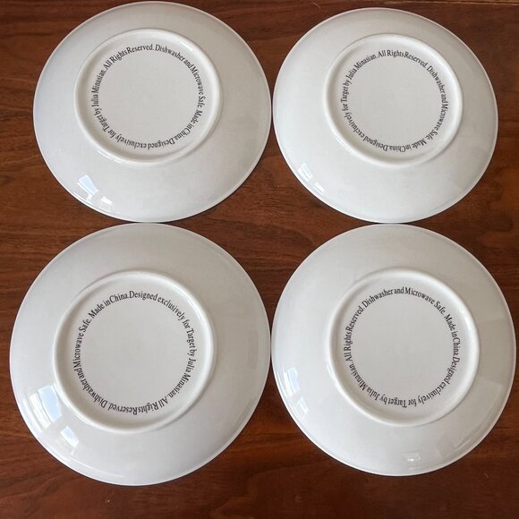 Target By Julia Minasian 6.5” Plates Set Of 4 Ceramic Striped Pink Red Teal Gold - Picture 7 of 10